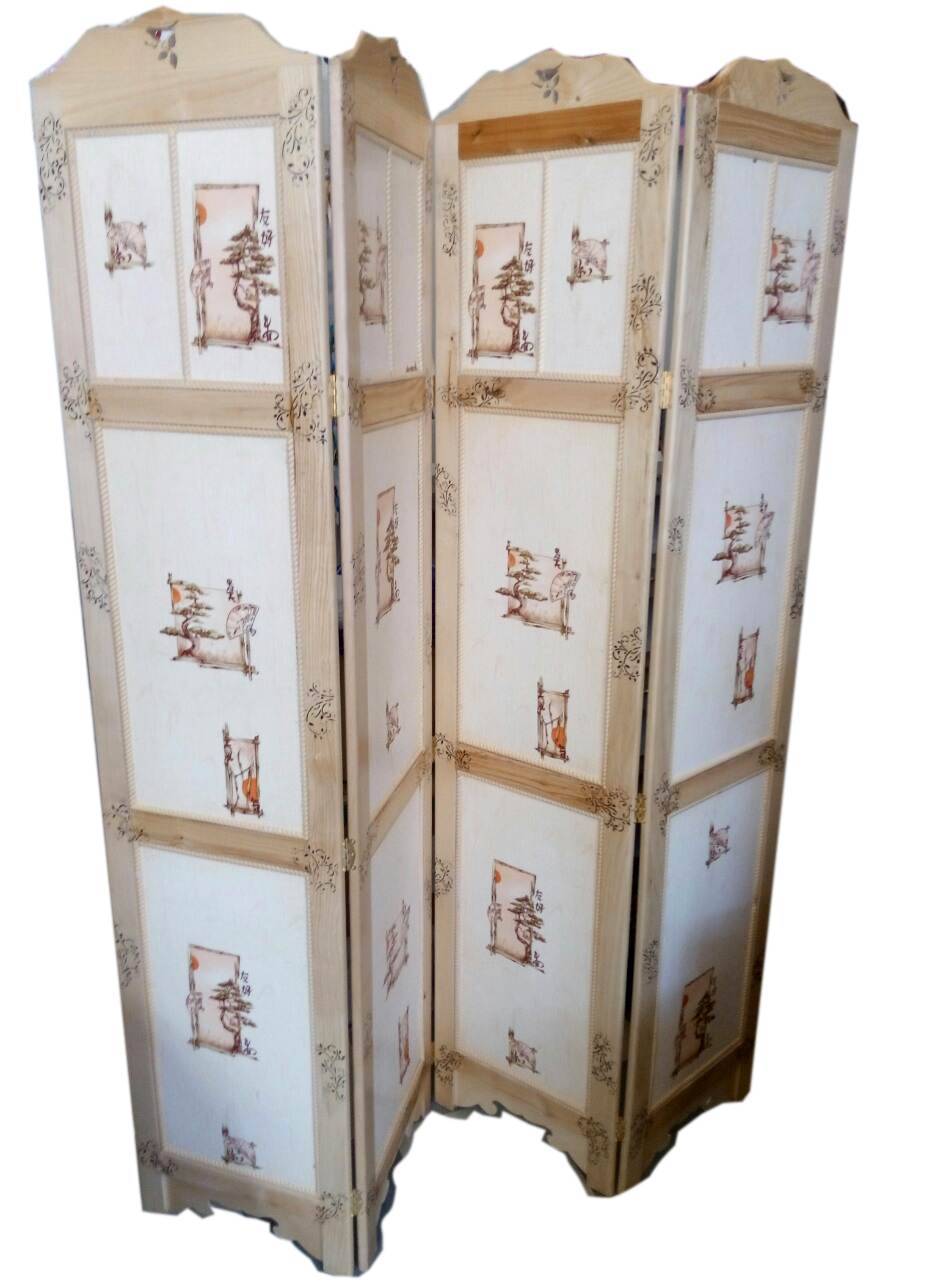 Ширма (185*41*2)*4 створки китайський орнамент, ясен,масив дерева