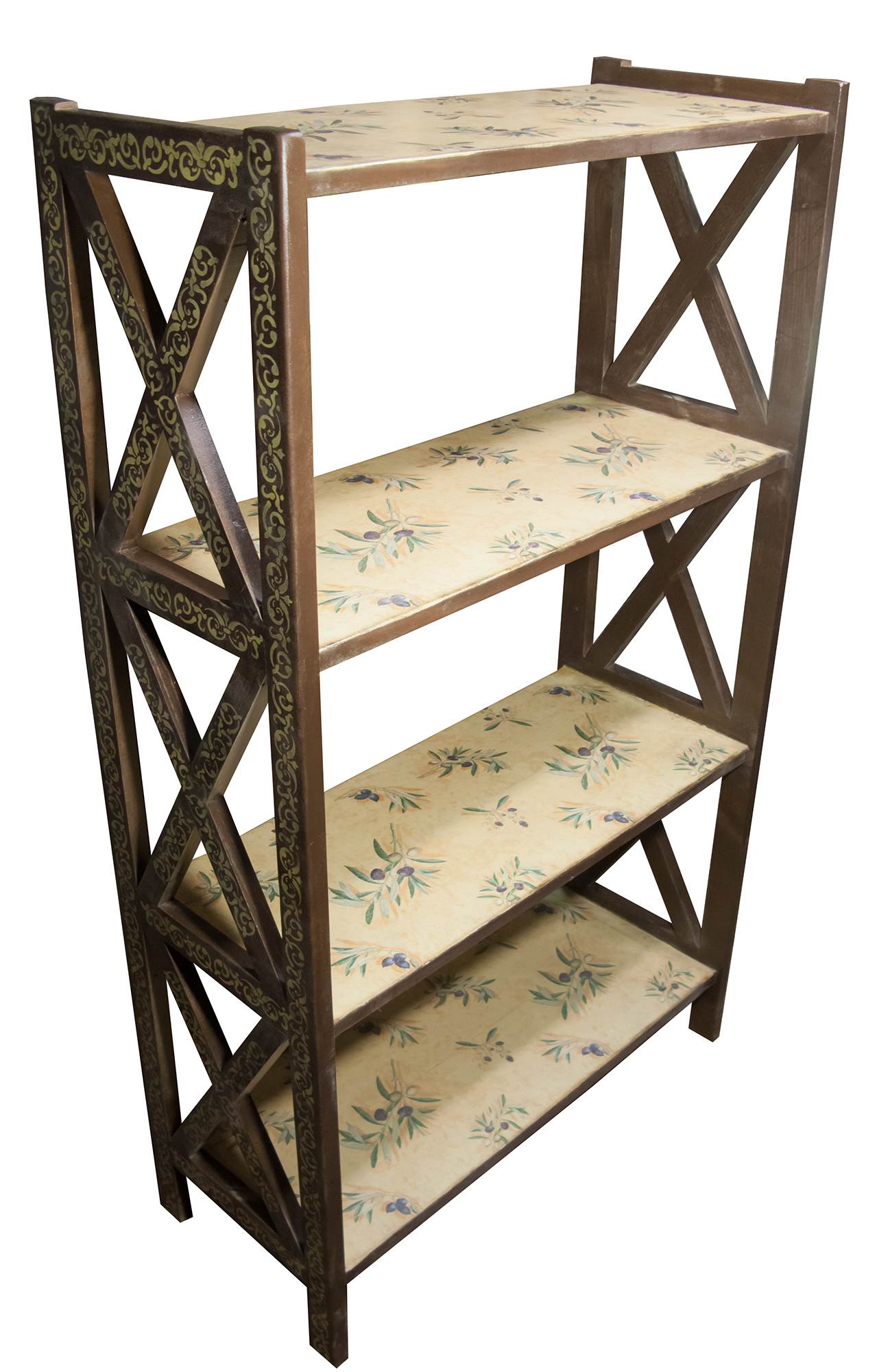 Етажерка "Оливки" коричневий, 4 полиці, масив дерева (70х120х30 см.)