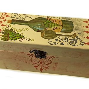 Футляр для пляшок з барменським ножем "Пляшка Вина" (масив дерева розписаний вручну 36х11, 5х11, 5 см)