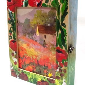 Ключниця "Макі" масив дерева розписано вручну (25х19х6,5 см)