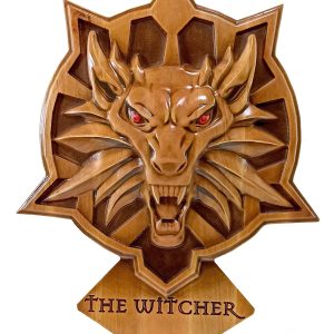 Панно "The Witcher" (Відьмак) дерев'яне, різьблене, ручний розпис (38х28, 5х2, 4 см)