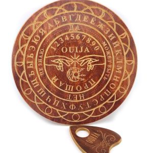 Спіритична дошка OUIJA "Кругла" темна (d=36,5см×0,8см), різьблена