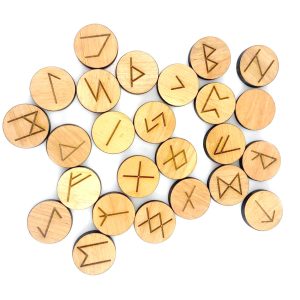 Руни "Скандинавські" круглі, світлі, 25 рун (d-3,1 см, h-0,7 см), масив дерева.