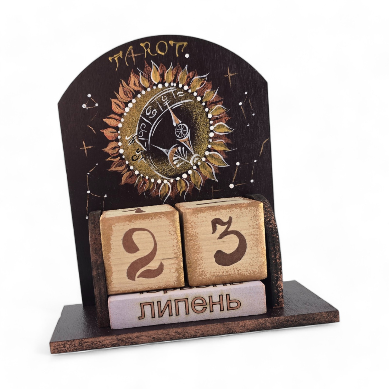 Вічний календар "Таро-Магія часу" (155х142х60 мм), дерев'яний розписано вручну. - Зображення 2