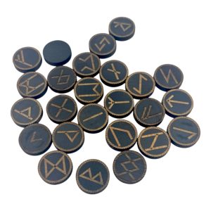 Руни "Скандинавські" круглі, темні, 25 рун (d-3,1 см, h-0,7 см) масив дерева