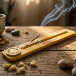 Підставка під пахощі,жовта "Маніпура" (26х4х0,7 см), розписано вручну, масив дерева
